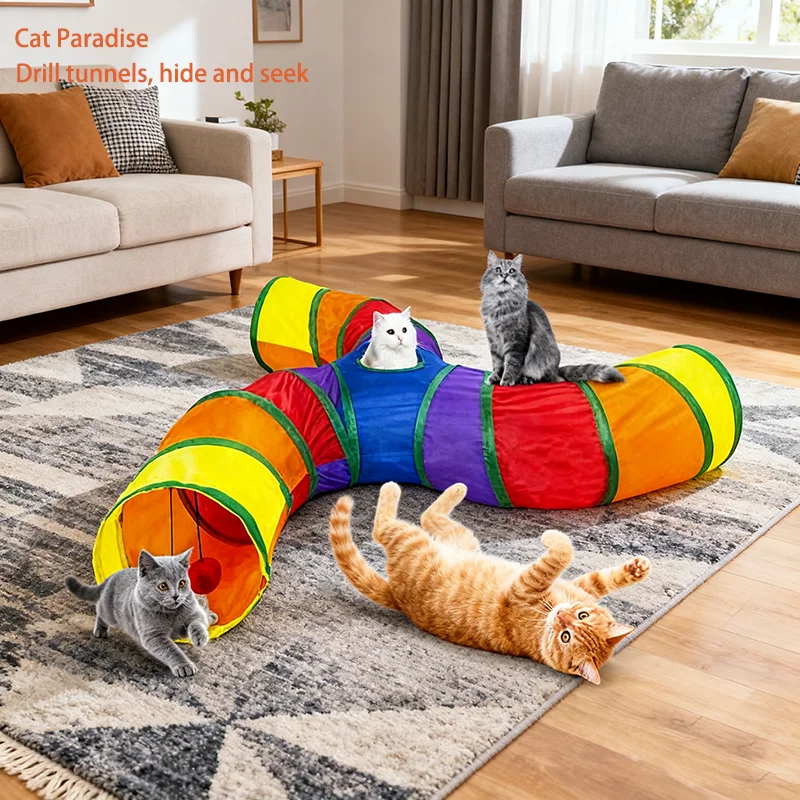 Túnel Dobrável para Gatos de Poliéster e Aço para Brincar - Image 4