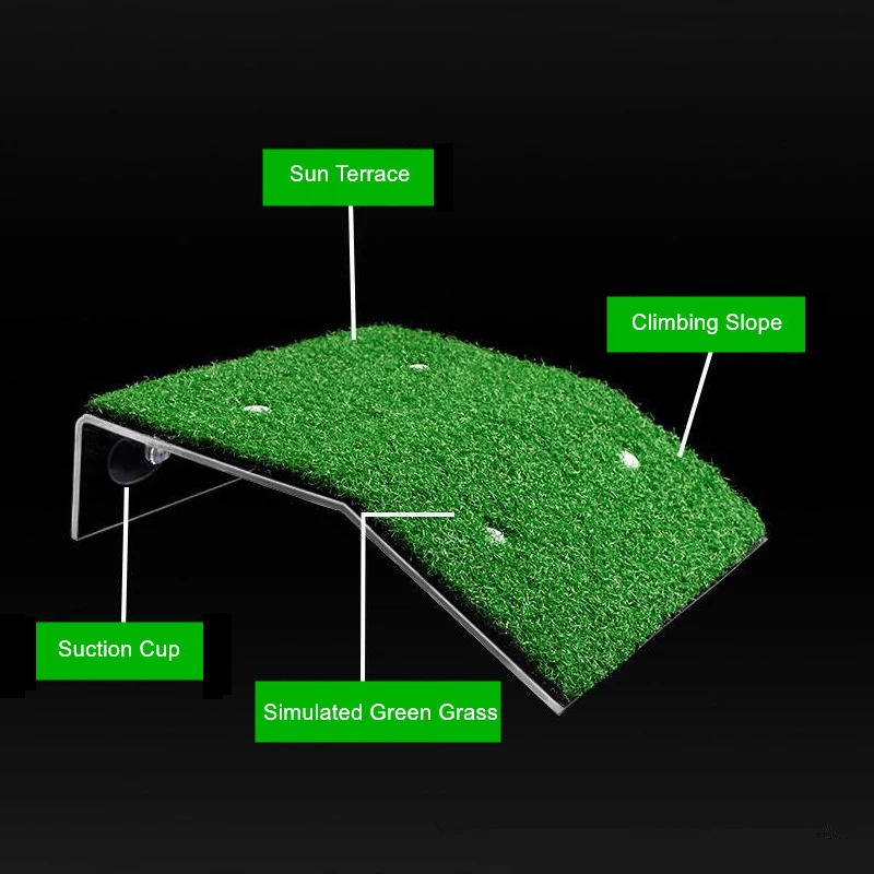Plataforma de Basking para Tartarugas com Ventosas e Grama Artificial - Imagem 3