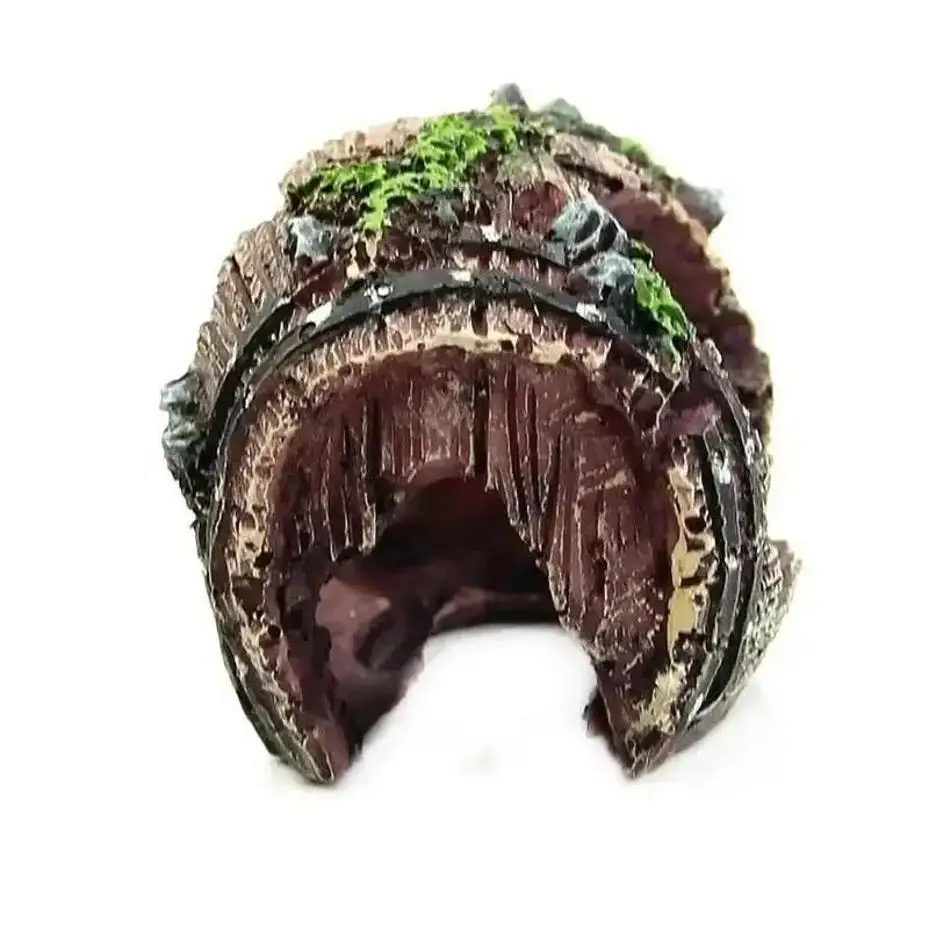 Decoração de Resina para Aquário Barril Quebrado com Musgo 6x9 cm - Imagem 4