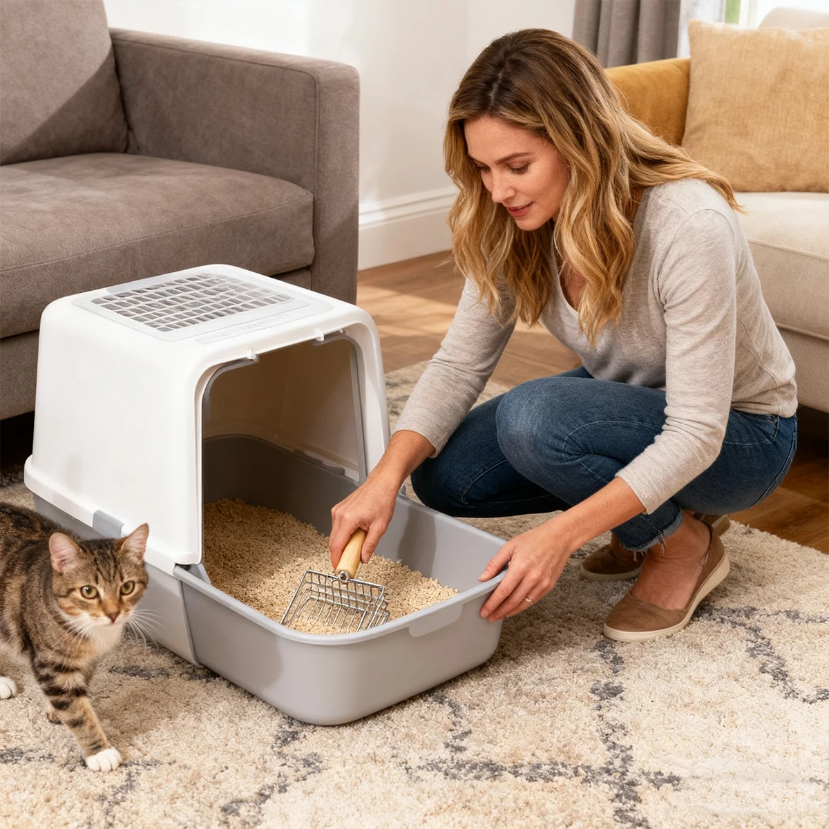 Pá para Areia de Gatos de Aço Inoxidável com Malha Dupla - Imagem 2