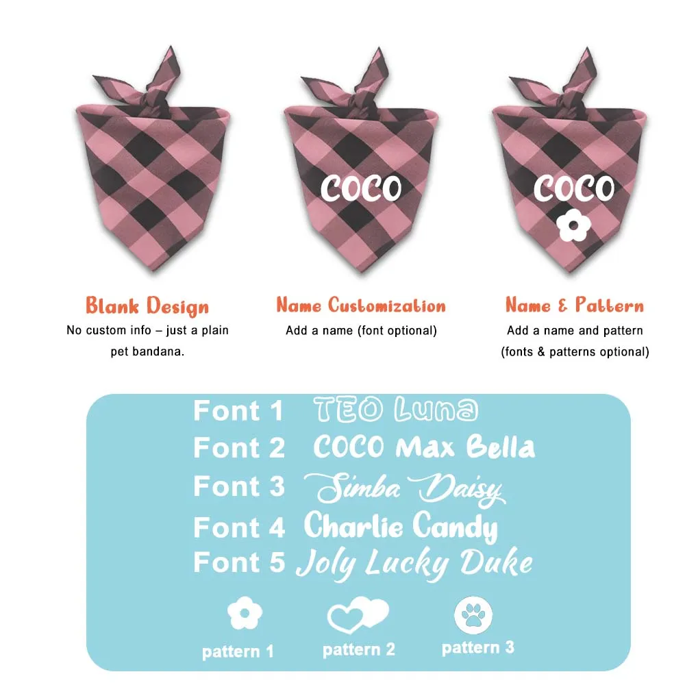 Bandana para Cães e Gatos de Tecido Xadrez com Identificação Personalizável - Image 2