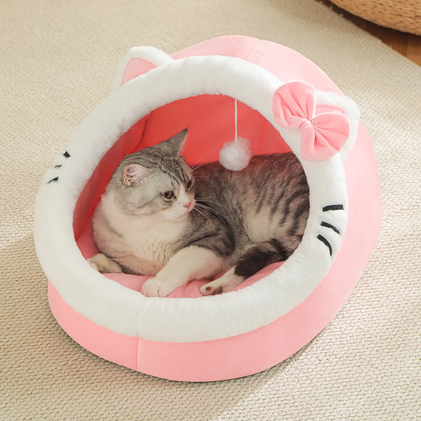 Cama Tenda para Gatos e Cães Pequenos de 35 cm Rosa - Imagem 2