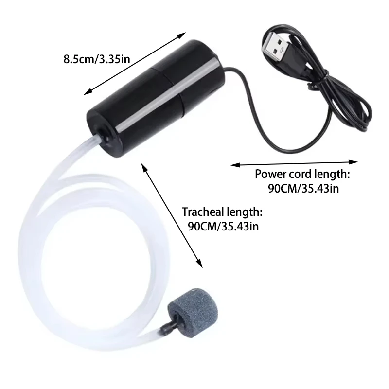 Bomba de Oxigênio para Aquário USB Recarregável com Pedra de Ar - Imagem 2