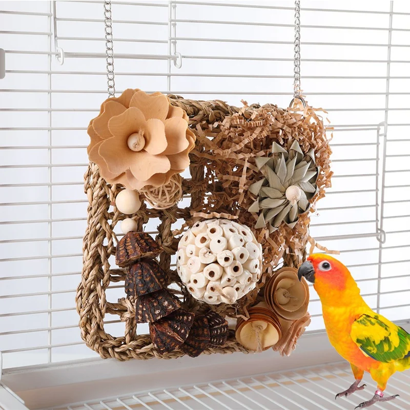Brinquedo de Forrageamento para Pássaros de Grama Natural para Gaiola - Imagem 2
