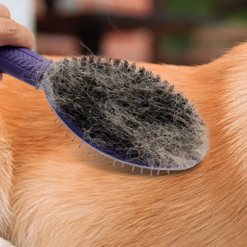 Escova Dupla Face para Cães com Cerdas Macias e Pinos para Remover Pelos - Imagem 3