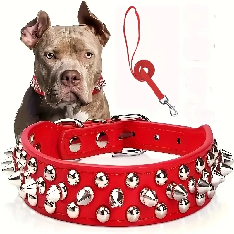Coleira de Couro para Cães com Rebites Ajustável para Passeio - Image 4