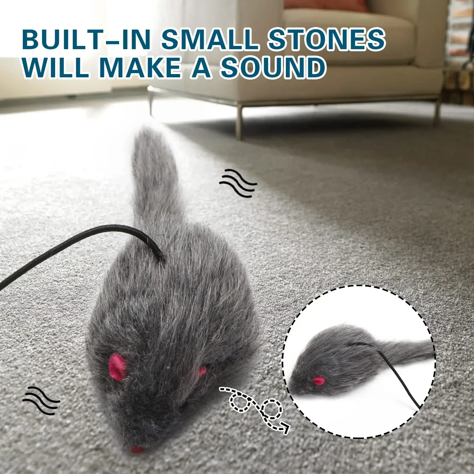 Brinquedo para Gatos de Pendurar na Porta Ajustável com Rato de Pelúcia - Imagem 2
