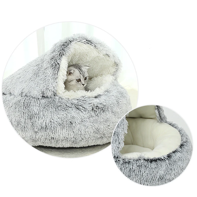 Cama Sofá para Gatos e Cães Pequenos de Pelúcia com Capa Removível - Image 4