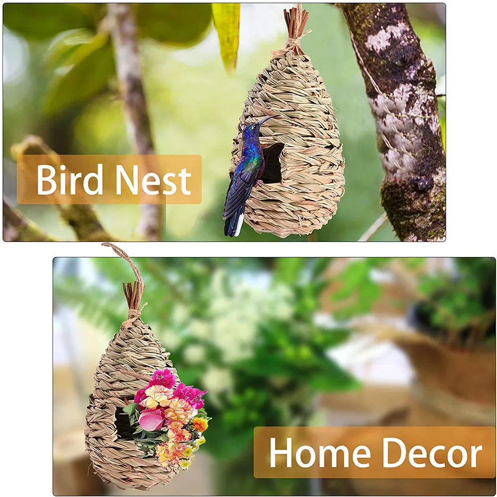 Casinha de Pássaros de Grama Natural para Jardim e Janela - Imagem 2