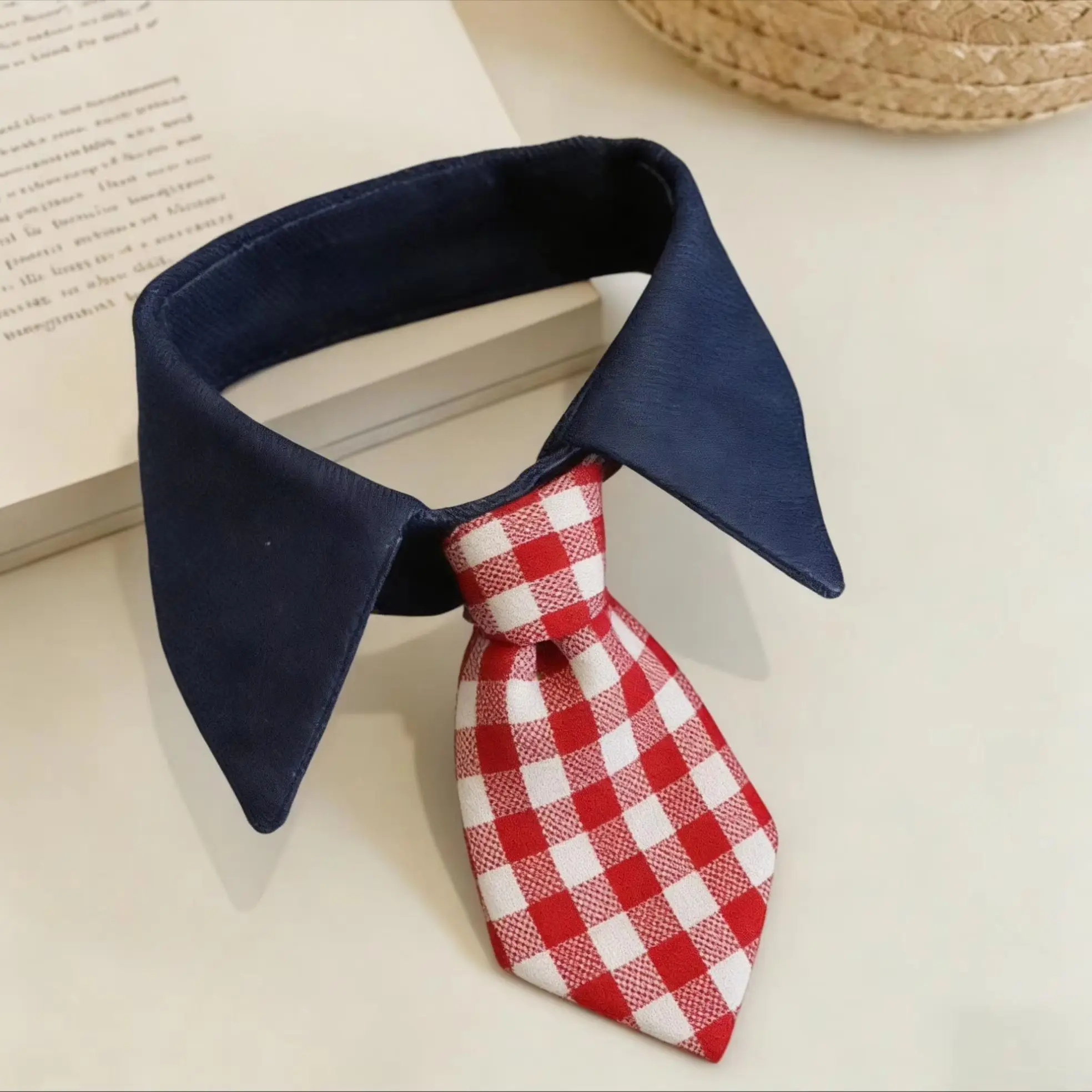 Camisa Formal para Cães e Gatos Pequenos com Colarinho Xadrez e Botão - Imagem 5
