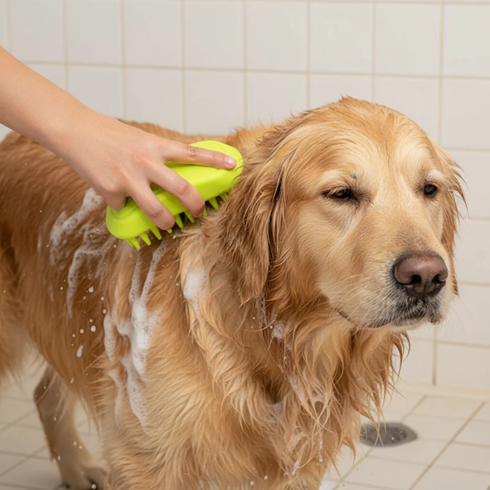 Escova de Banho para Cães e Gatos de Silicone Macio para Remover Pelos - Imagem 5