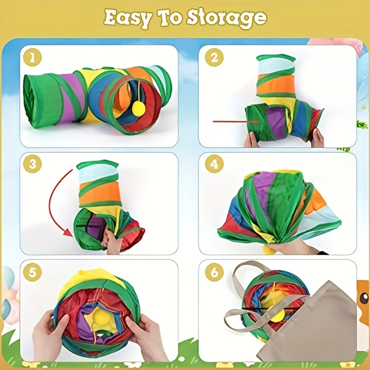 Túnel Dobrável para Hamster Porquinho-da-Índia com 3 Túneis - Image 4