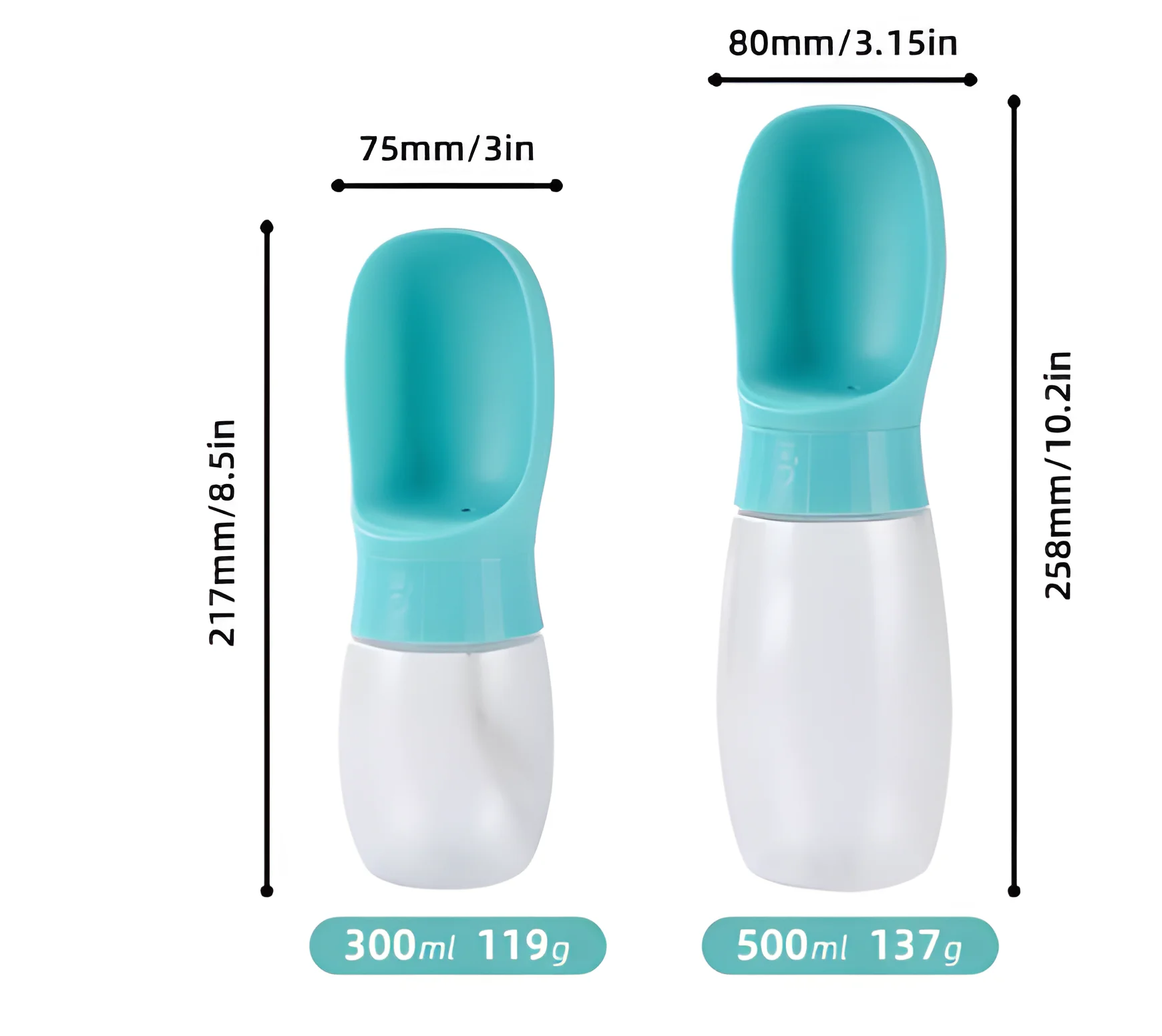 Garrafa de Água Portátil para Cães e Gatos 500ml com Tigela Integrada - Imagem 2