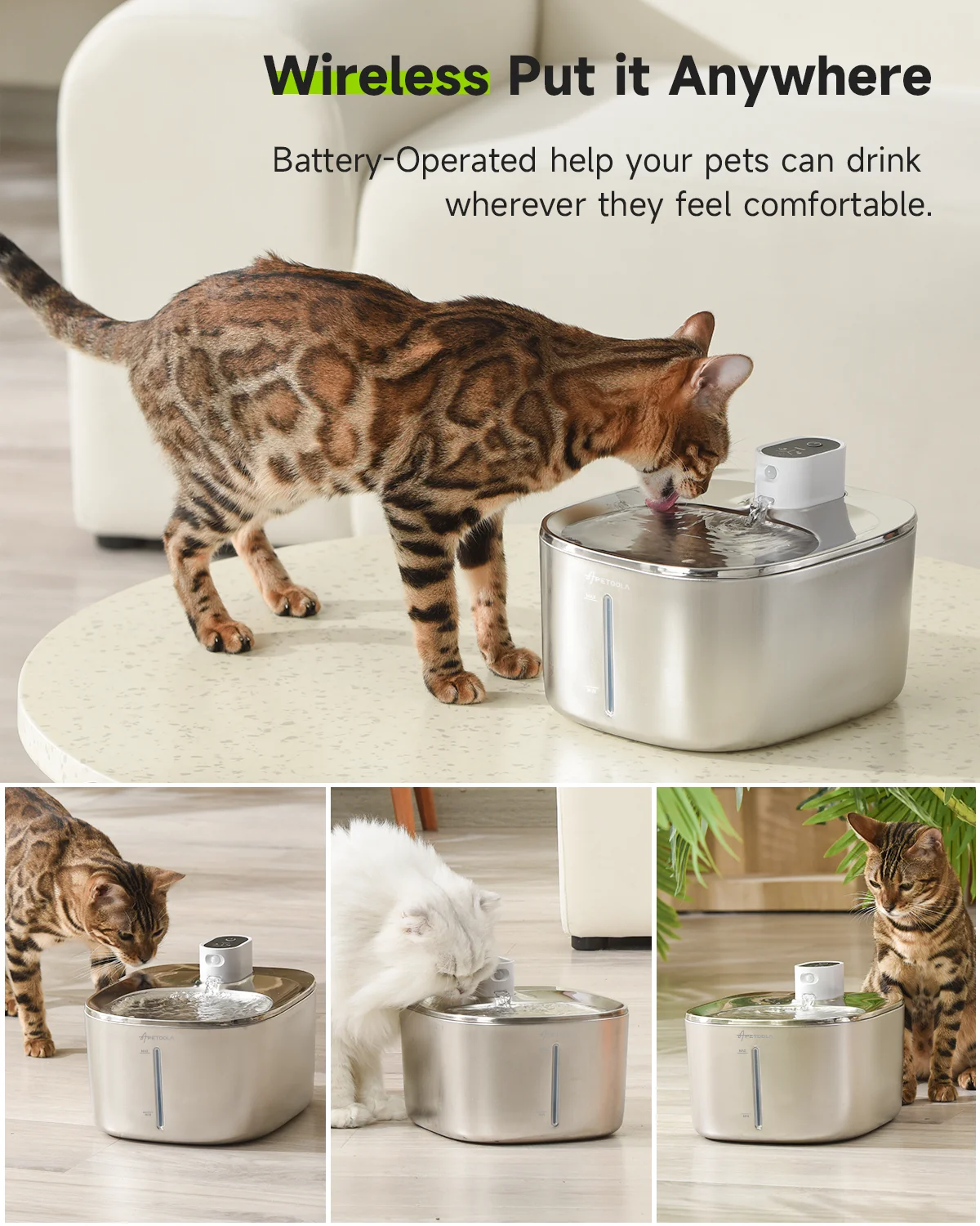 Fonte de Água para Cães e Gatos APETDOLA 4L Sem Fio para Usar em Qualquer Lugar - Image 2
