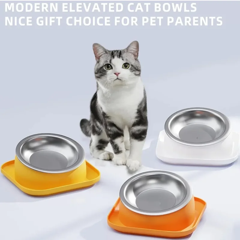 Tigela Inclinada para Gatos em Aço Inoxidável com Base Antiderrapante - Imagem 2