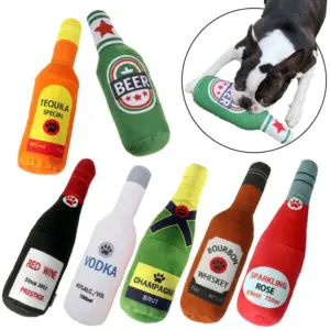 brinquedo de pelúcia para cães formato garrafa