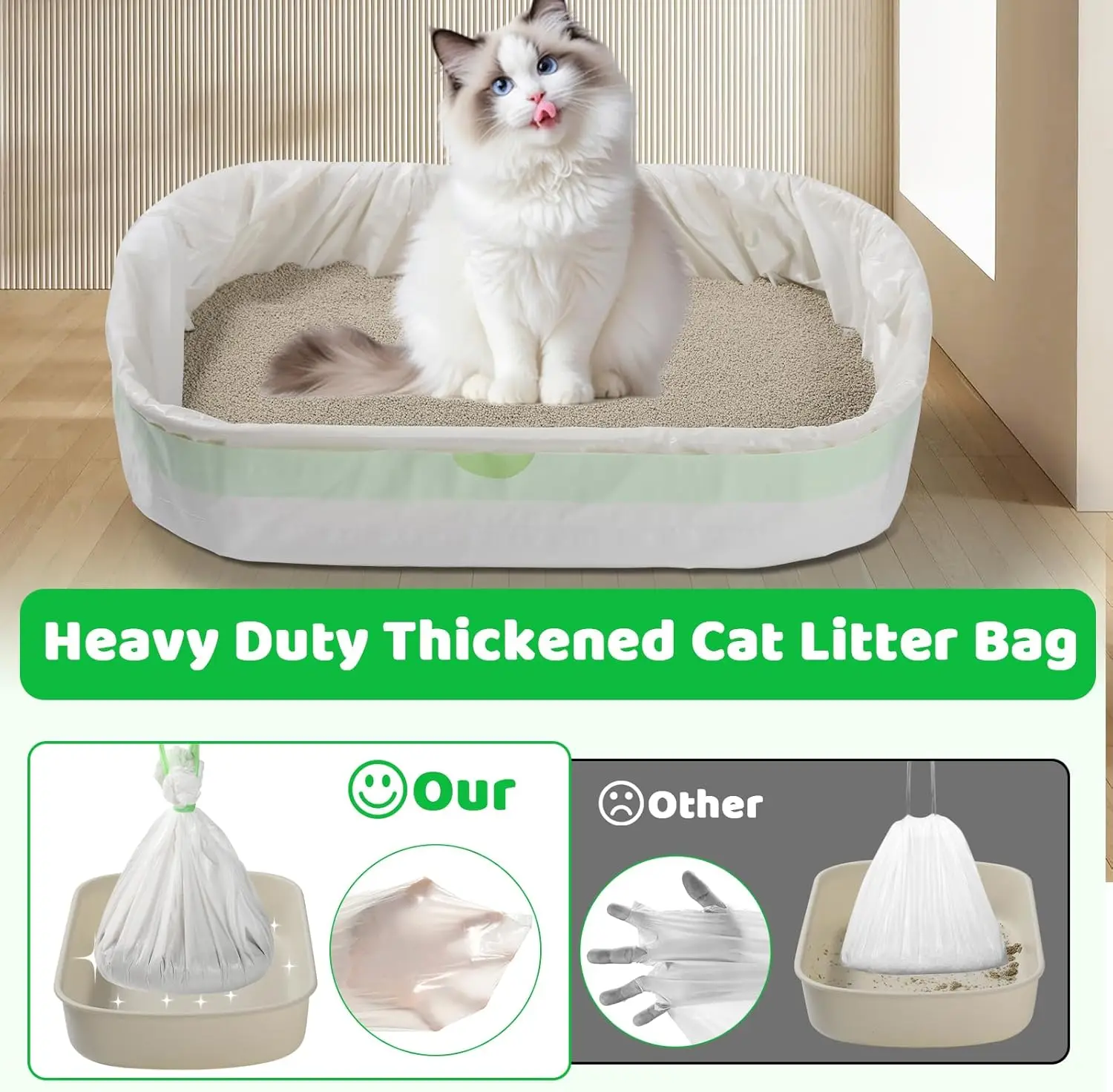 Saco de Lixo para Caixa de Areia de Gatos com Cordão 37x18 pol. - Imagem 2