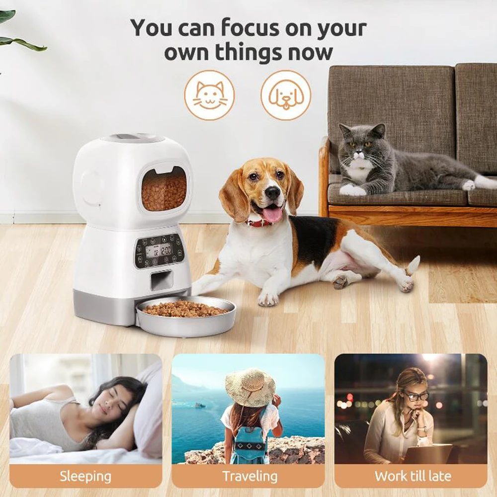 Alimentador Automático para Cães e Gatos 3,5L Wi-Fi com Voz - Image 6