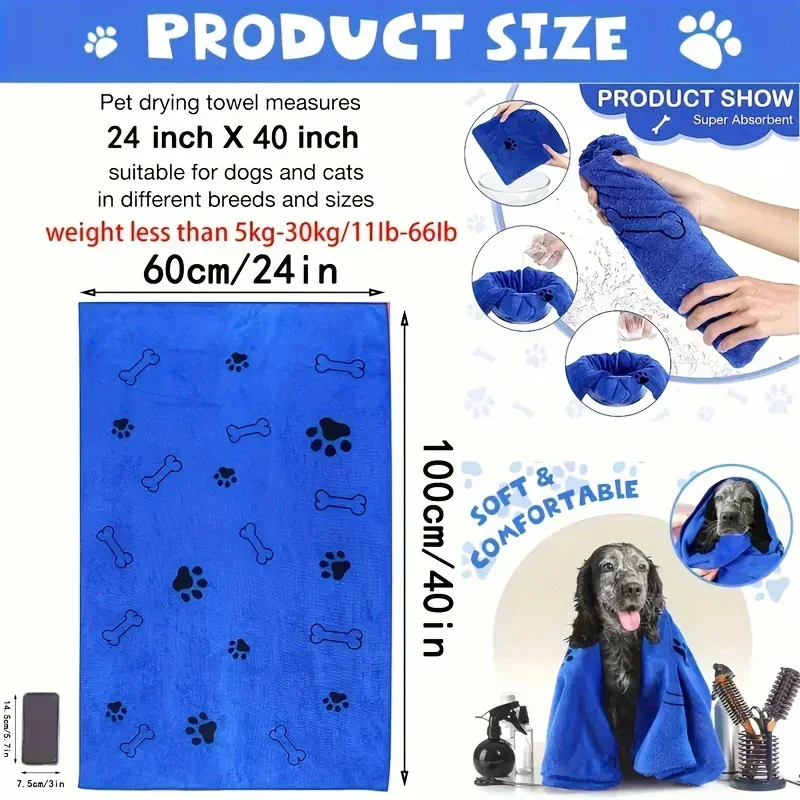 Toalha de Banho para Cães e Gatos de Secagem Rápida e Absorvente - Imagem 3