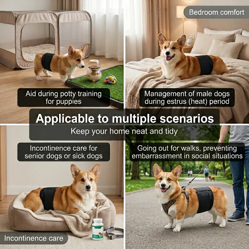 Kit 4 Fraldas Reutilizáveis para Cães Machos Laváveis e Ajustáveis - Imagem 5