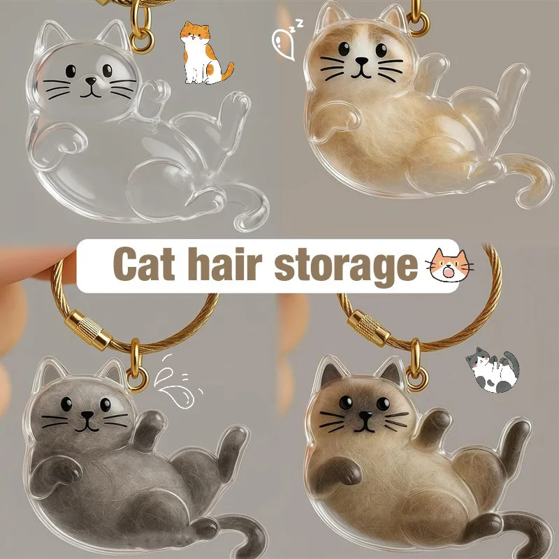 Chaveiro Memorial para Gatos com Recipiente para Pelos de 5 cm - Image 3
