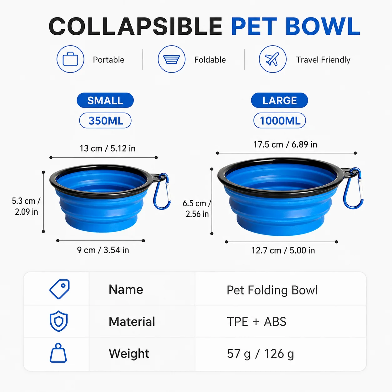 Tigela Dupla de Silicone Dobrável para Cães e Gatos Viagem - Image 2