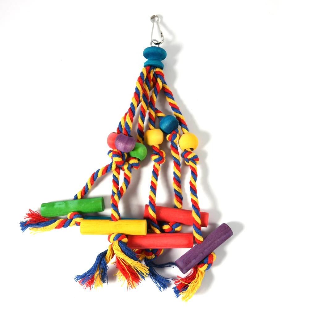 Brinquedo de Mastigar para Pássaros de Algodão e Madeira para Gaiola - Imagem 2