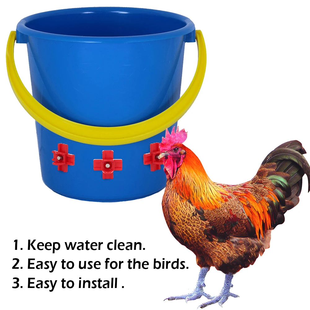 Bebedouro Automático para Aves 12 Peças de Plástico e Aço Inox - Imagem 3