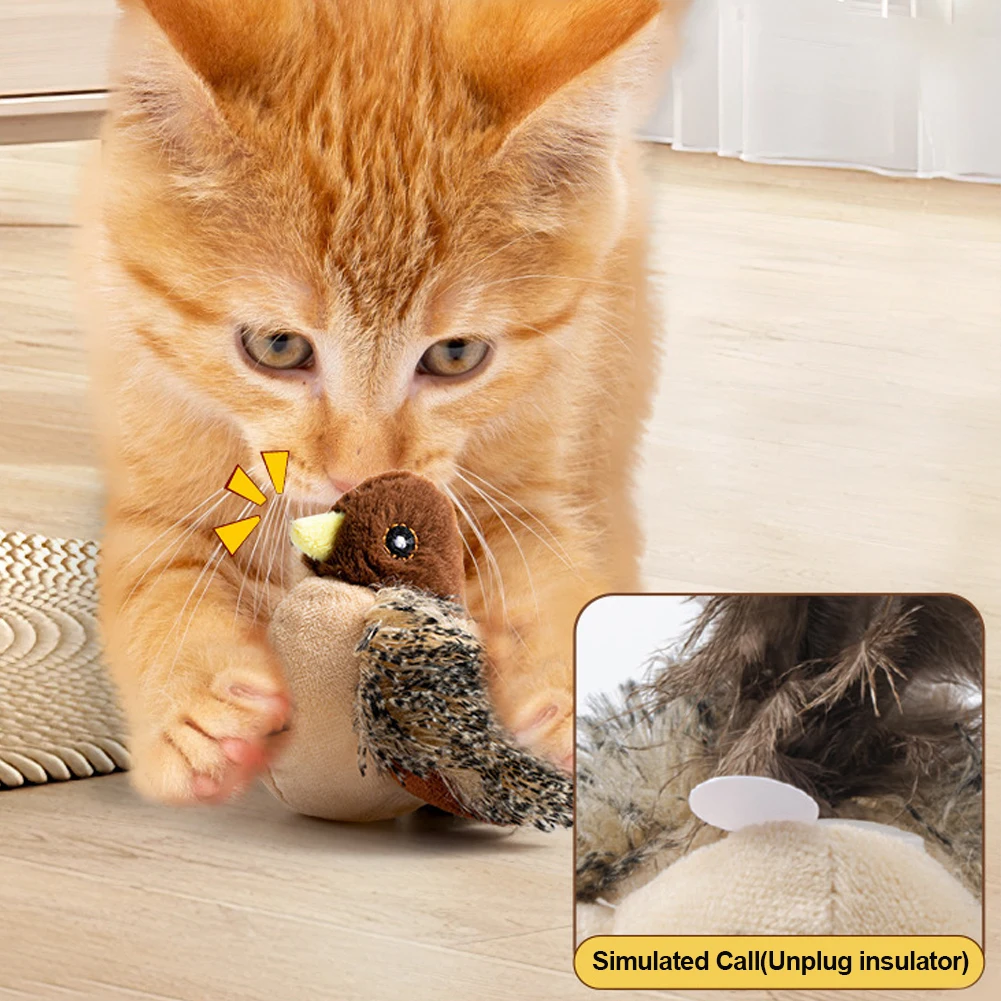 Brinquedo Interativo para Gatos Pássaro Voador com Sons Reais e Asas Batendo - Imagem 3