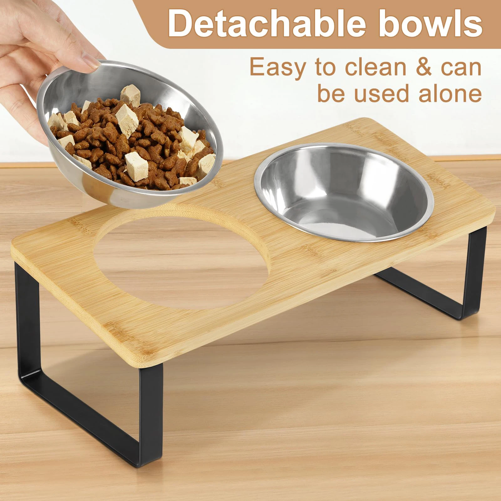 Comedouro Elevado para Gatos com 2 Tigelas Inclinadas a 15° Removíveis - Imagem 4
