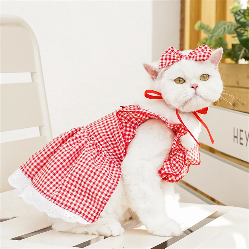 Vestido Floral para Cães Médios de Algodão e Poliéster com Laço - Image 3