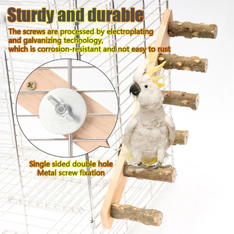 Escada de Madeira para Pássaros e Hamsters 20 cm para Gaiola - Imagem 4