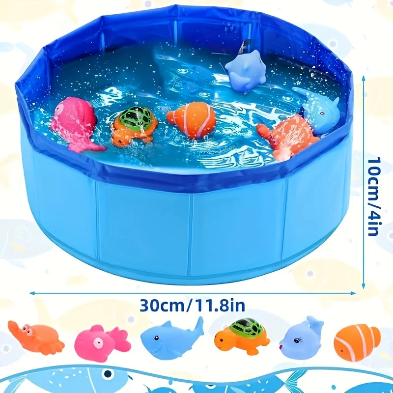 Piscina para Cães e Gatos Azul Dobrável para Lazer ao Ar Livre - Imagem 6