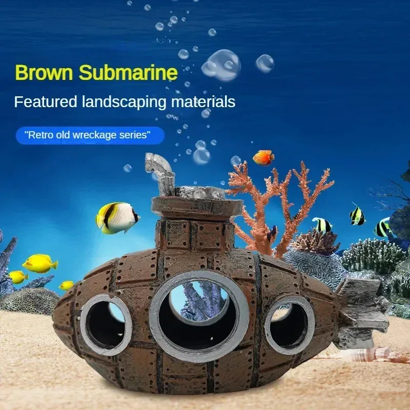 Decoração de Submarino para Aquário de Resina 12x6x9 cm - Imagem 4