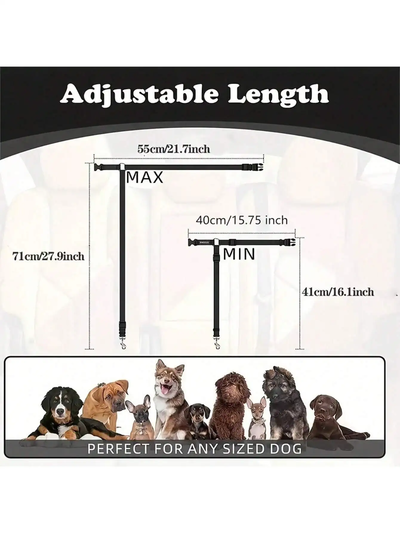 Cinto de Segurança para Cães Ajustável para Veículos - Imagem 4