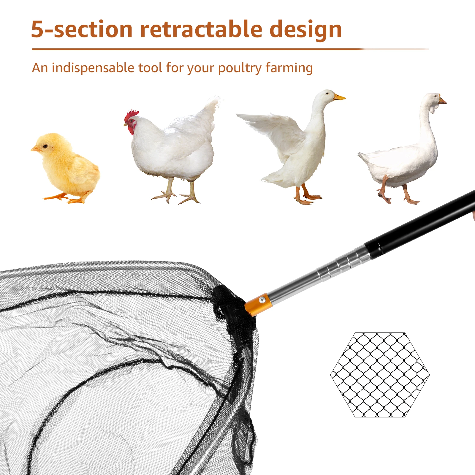 Catcher de Frango Retrátil para Aves com Gancho e Rede - Imagem 4