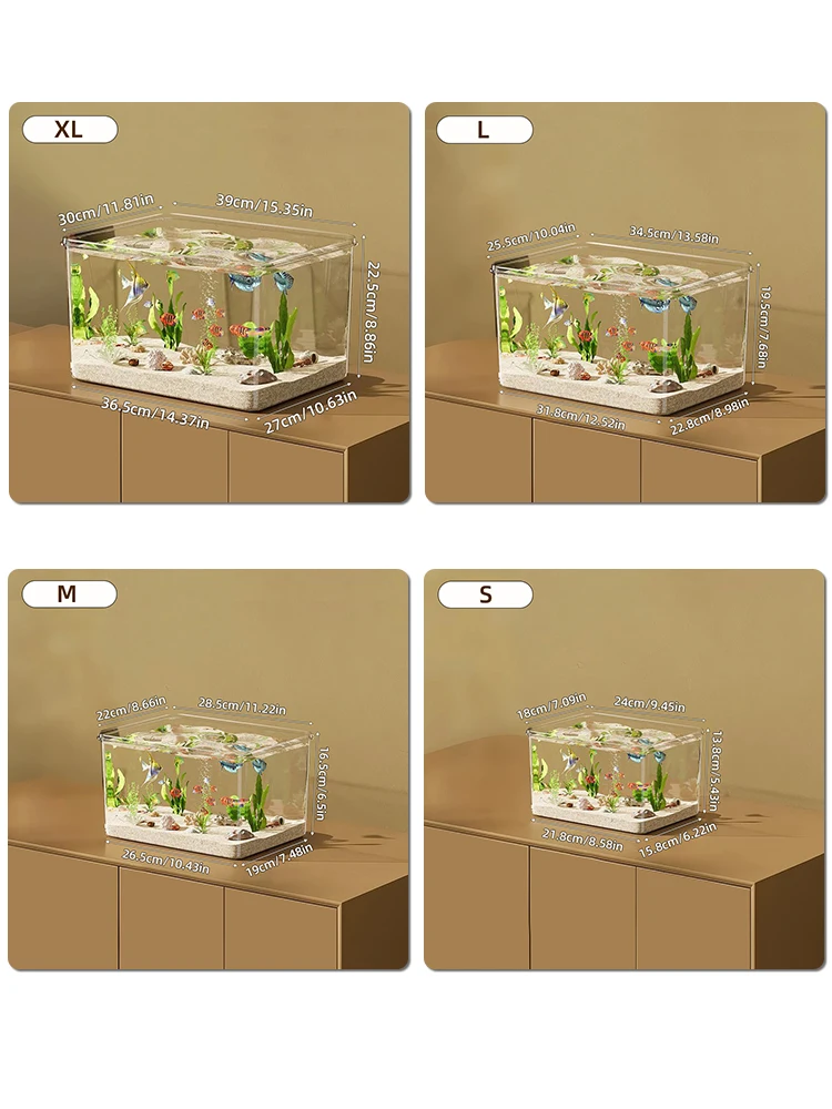 Aquário Retangular Transparente para Peixes de Mesa para Escritório - Imagem 5