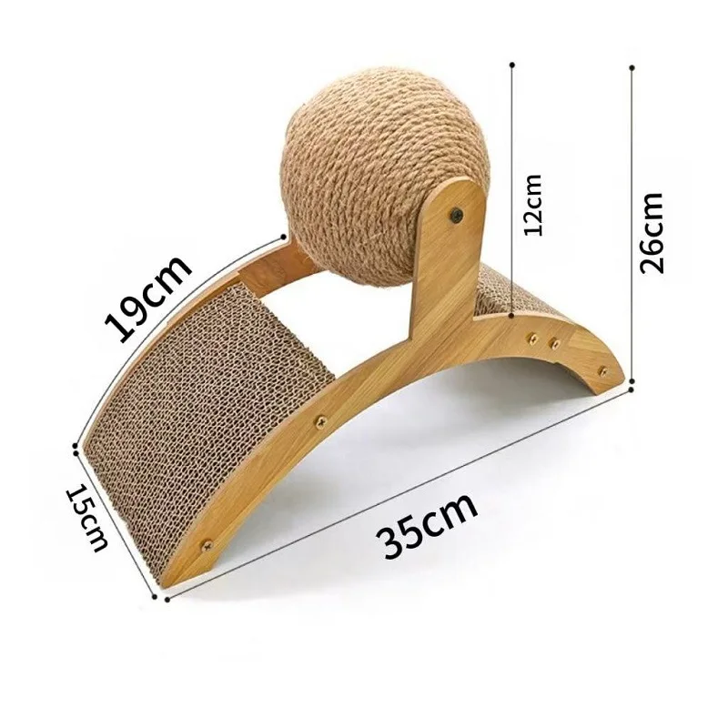 Arranhador 2 em 1 para Gatos com Bola de Sisal e Madeira - Imagem 6