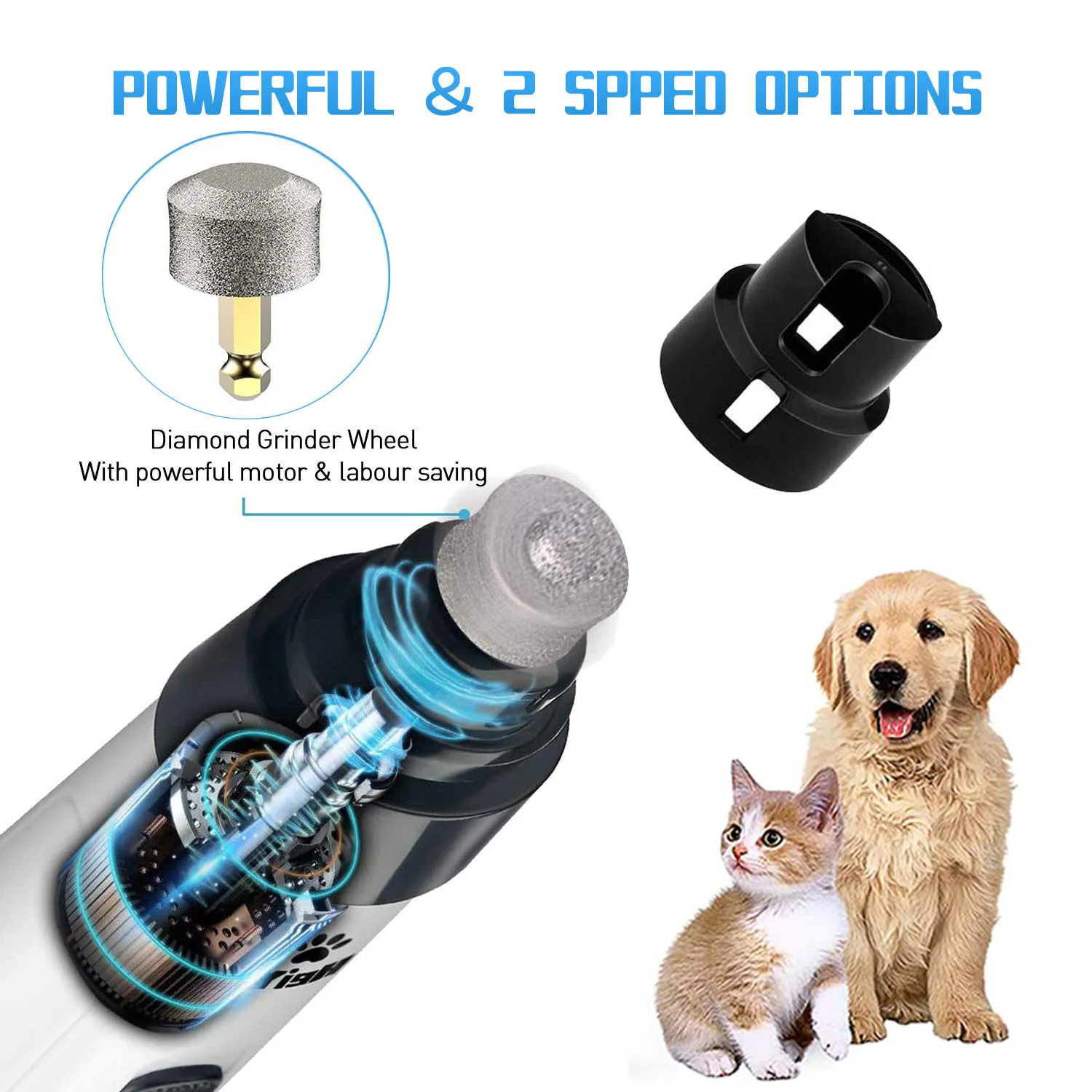 Moedor de Unhas para Cães e Gatos Recarregável USB Baixo Ruído - Imagem 2