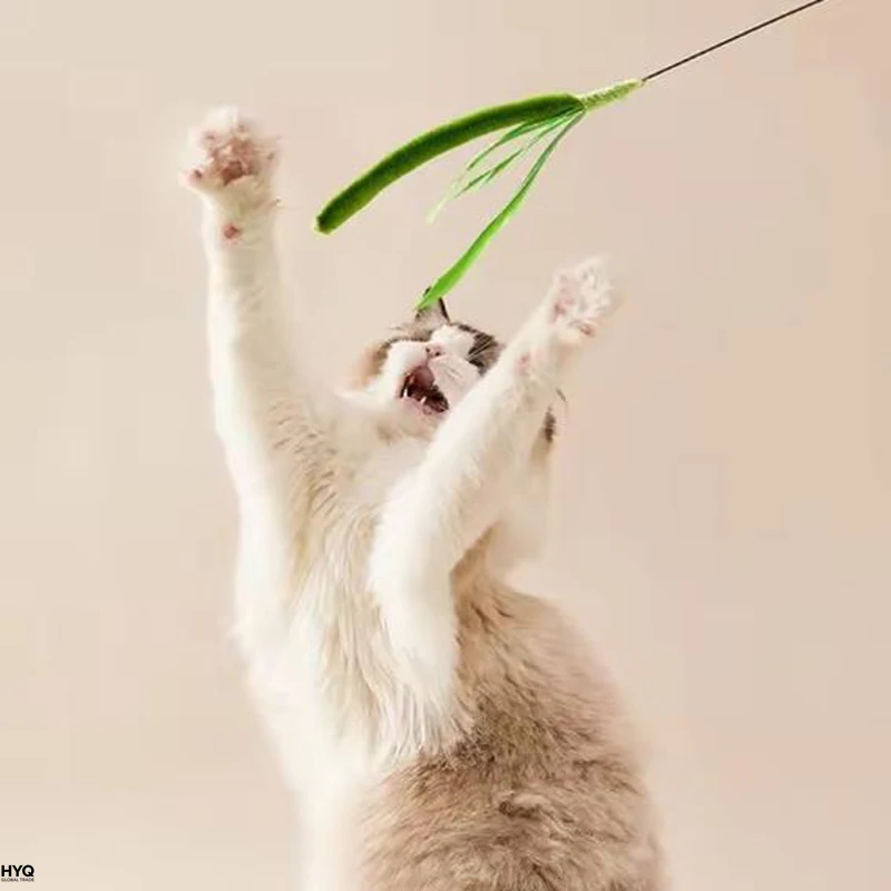 Vara Flexível para Gatos com Penas e Grama - Imagem 2