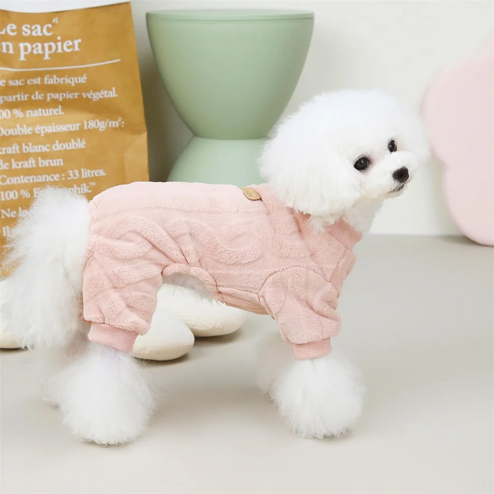 Roupa Pet de Fleece para Cães e Gatos, Macacão Rosa Quentinho - Imagem 2
