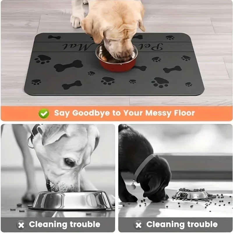 Tapete de Alimentação para Cães e Gatos 40x60cm Antiderrapante Lavável - Imagem 4