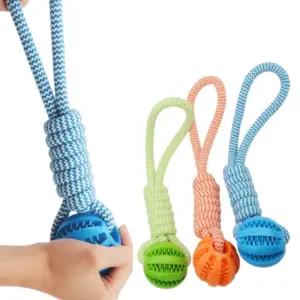 bola de borracha para cães com corda