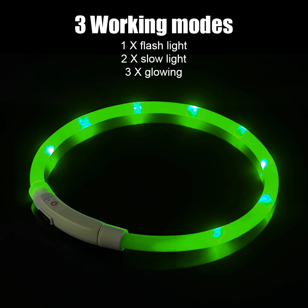 Coleira LED para Cães Recarregável USB Cortável para Ajuste - Image 4