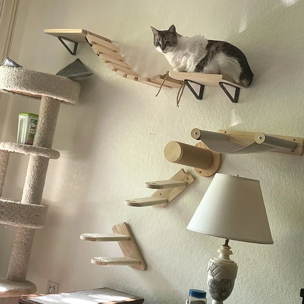 Prateleira de Parede para Gatos de Madeira para Escalada - Imagem 4