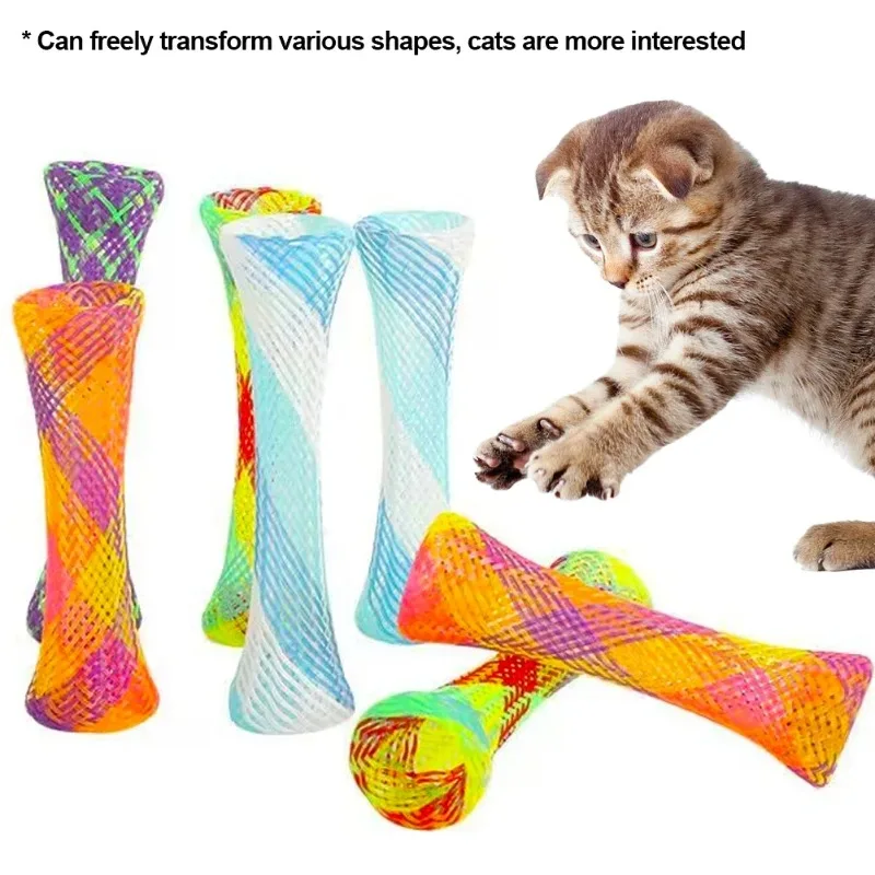 Kit 10 Brinquedos de Mola para Gatos Coloridos de Nylon 13 cm - Imagem 5