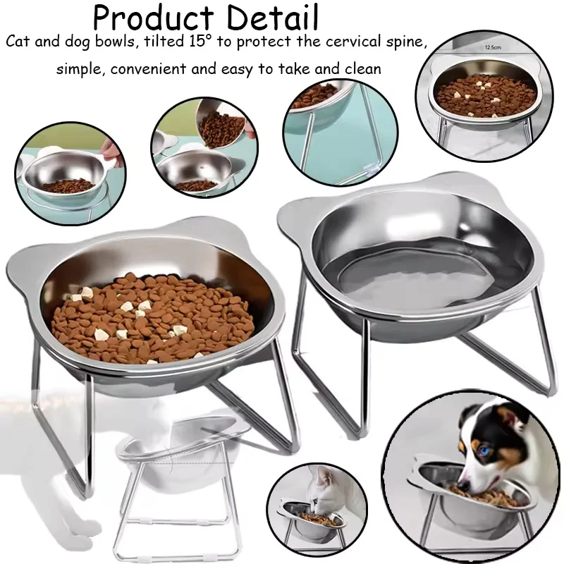 Tigela Inclinada 15° para Cães e Gatos de Inox 304 com Suporte Elevado - Imagem 5