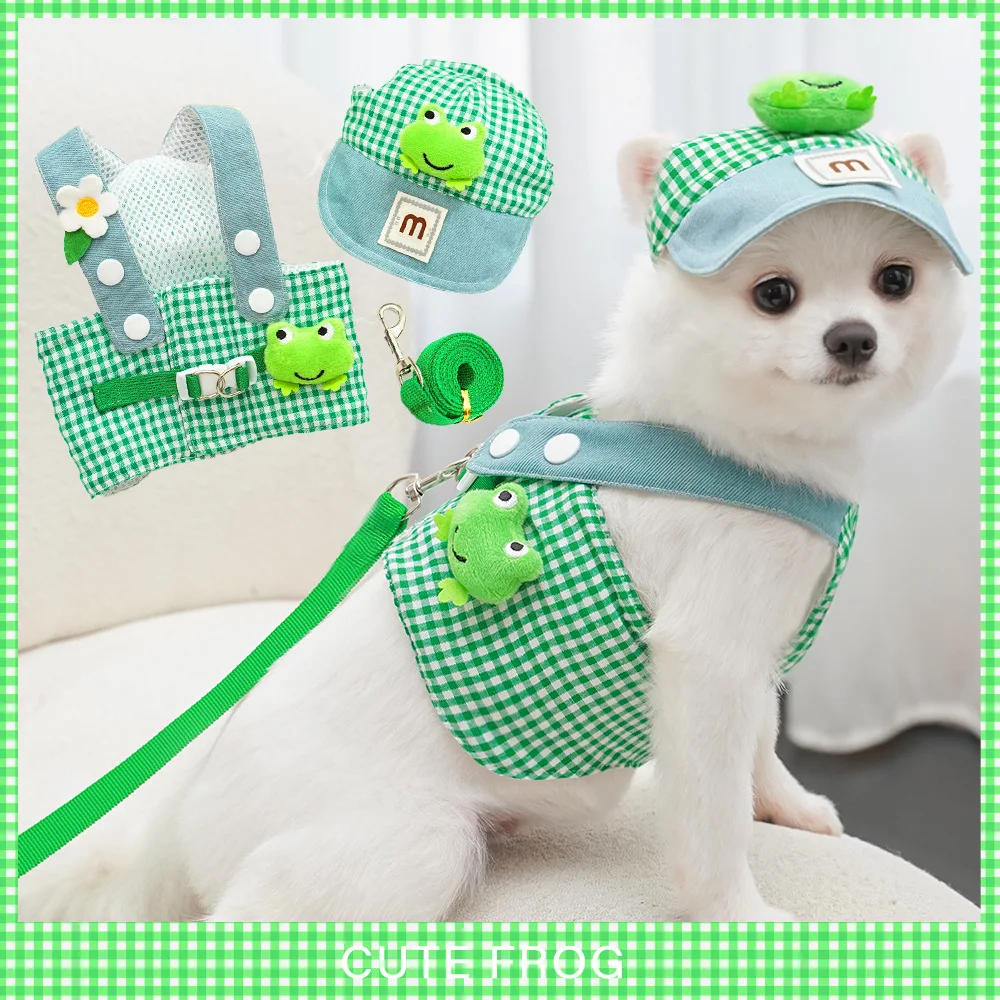 arnês para gatos e cães pequenos com chapéu de sol