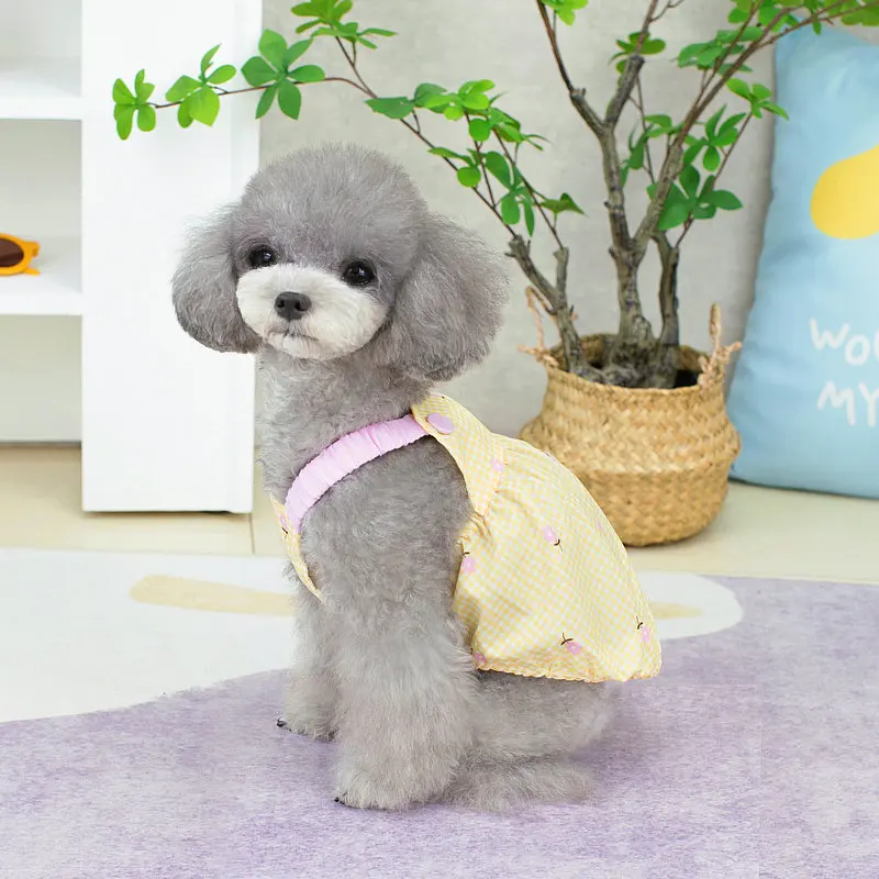Vestido Xadrez para Cães e Gatos de Poliéster Respirável - Imagem 3