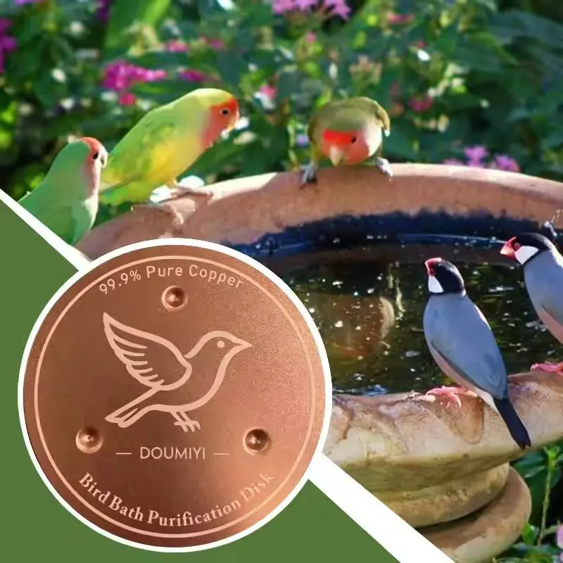 bebedouro para pássaros em cobre com purificador